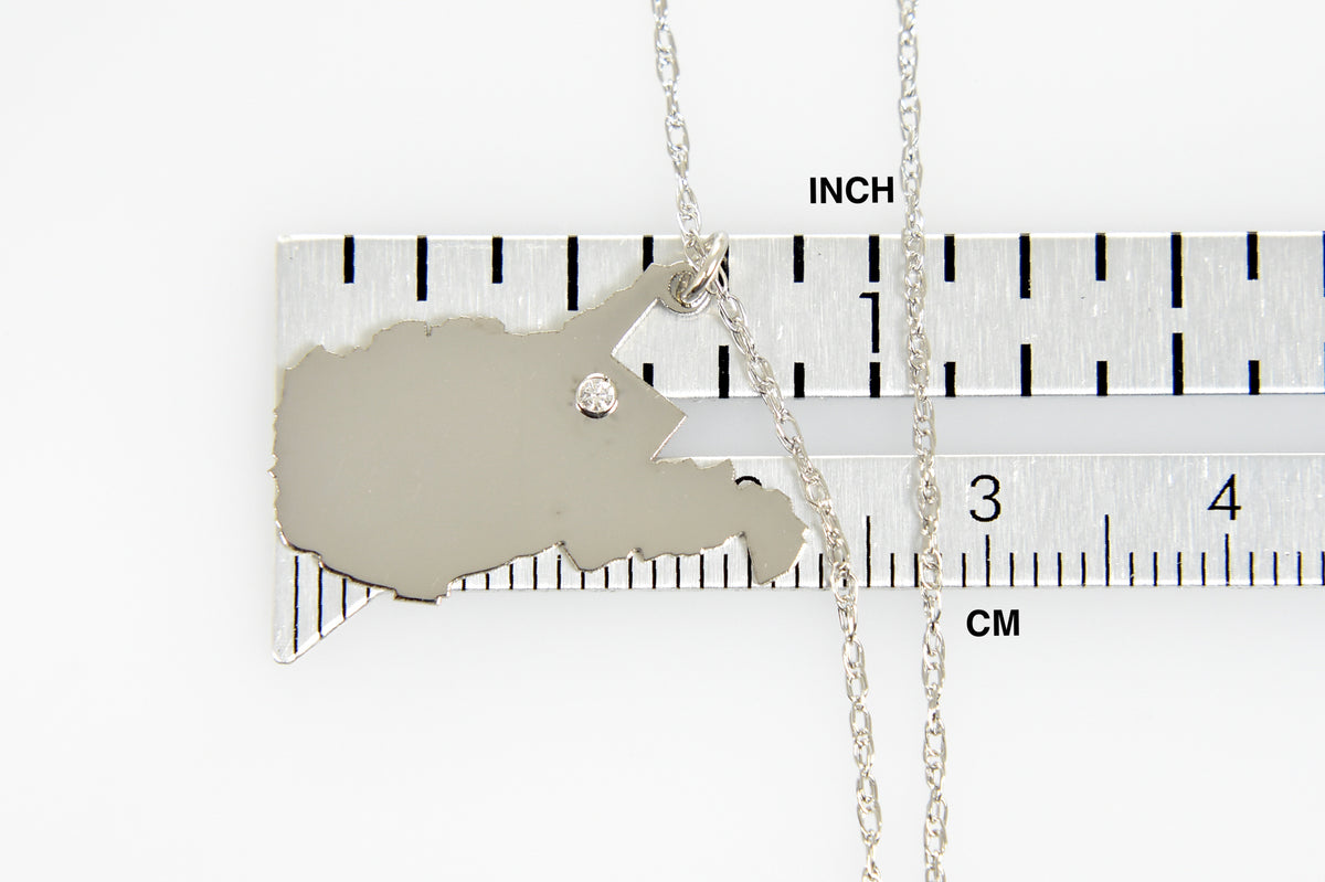 14k 10k yellow rose white gold diamond silver west virginia wv state map personalized city necklace