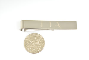 14k White Gold Engravable Tie Bar Clip Personalized Engraved Monogram