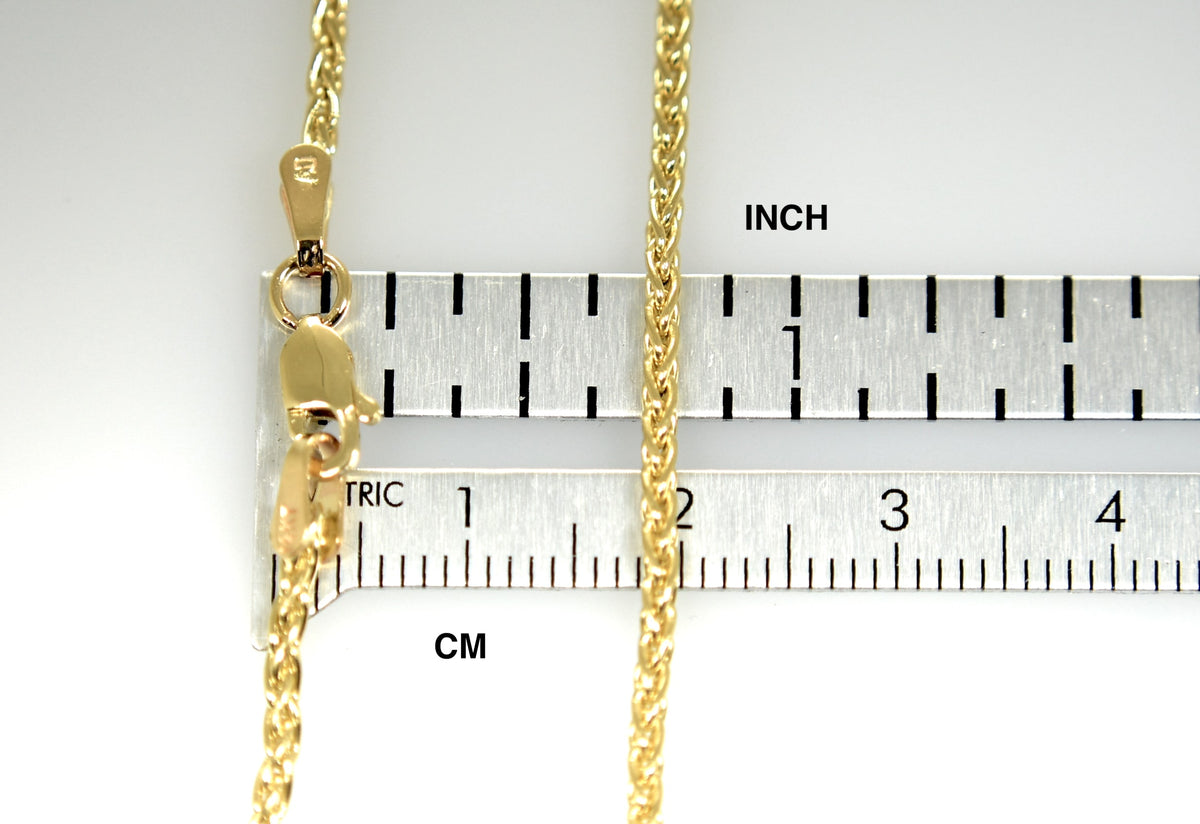 14k yellow gold 1.75mm parisian wheat bracelet anklet choker necklace pendant chain