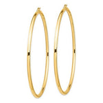 Charger l&#39;image dans la galerie, 14K Yellow Gold 3 inch Diameter Extra Large Giant Gigantic Round Classic Hoop Earrings Lightweight 78mm x 3mm
