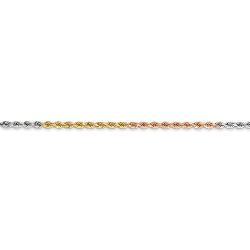 14k yellow white rose gold tri color 1.75mm diamond cut rope bracelet anklet choker necklace chain