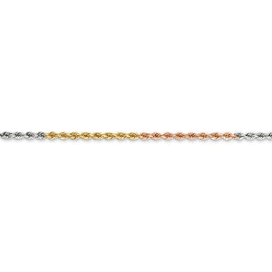 14K Yellow White Rose Gold Tri Color 1.75mm Diamond Cut Rope Bracelet Anklet Choker Necklace Chain