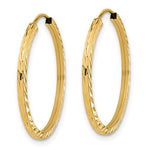 Load image into Gallery viewer, 14k Yellow Gold Diamond Cut Square Tube Round Endless Hoop Earrings 24mm x 1.35mm
