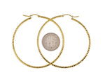 Загрузить изображение в средство просмотра галереи, 14k Yellow Gold Diamond Cut Classic Round Hoop Earrings 50mm x 2mm
