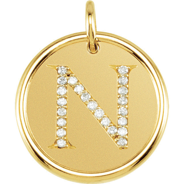 14k yellow rose white gold genuine diamond uppercase letter n initial alphabet pendant charm custom made personalized engraved