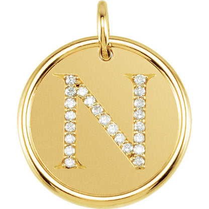 14k yellow rose white gold genuine diamond uppercase letter n initial alphabet pendant charm custom made personalized engraved