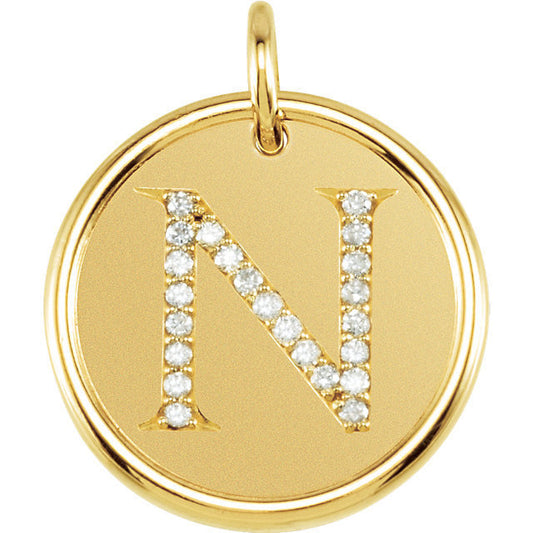 14k yellow rose white gold genuine diamond uppercase letter n initial alphabet pendant charm custom made personalized engraved