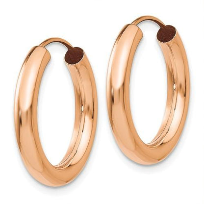 14k rose gold classic endless round hoop earrings 19mm x 2.75mm