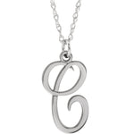 Load image into Gallery viewer, 14k Gold or Silver Letter C Script Initial Alphabet Pendant Charm Necklace
