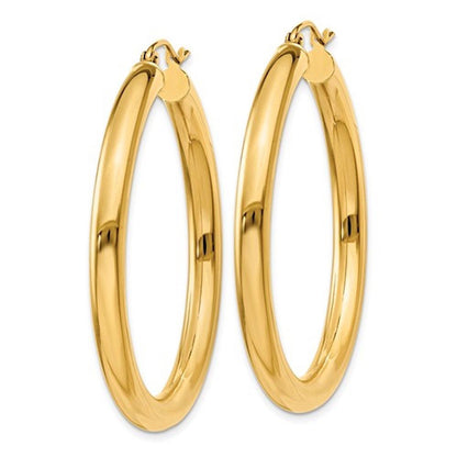 14k yellow gold classic lightweight round hoop earrings 40mmx4mm