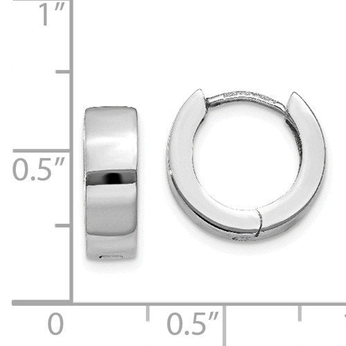 14k white gold classic huggie hinged hoop earrings 13mm x 4mm