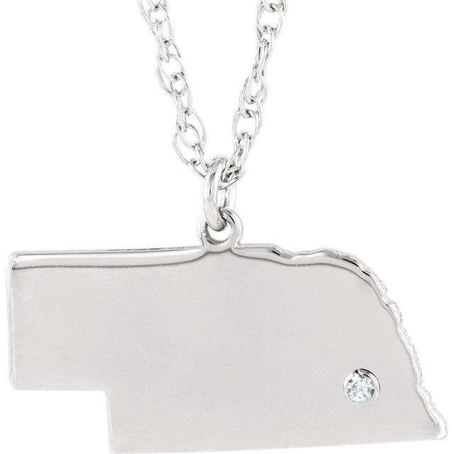14k 10k yellow rose white gold diamond silver nebraska ne state map personalized city necklace