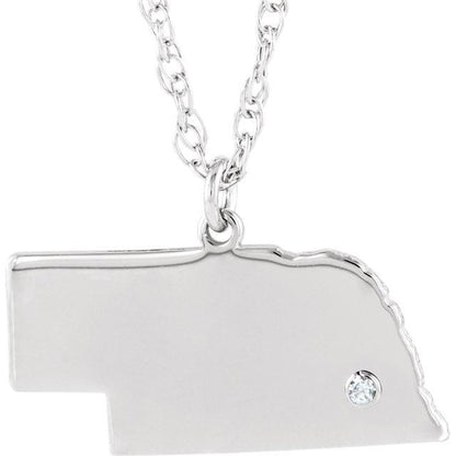 14k 10k yellow rose white gold diamond silver nebraska ne state map personalized city necklace