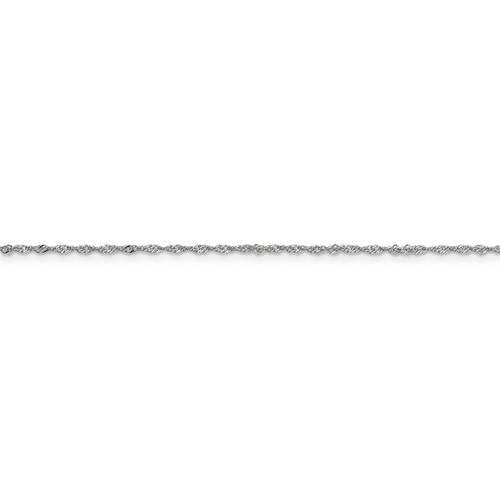 14k white gold 1.10mm singapore twisted bracelet anklet choker necklace pendant chain spring ring clasp