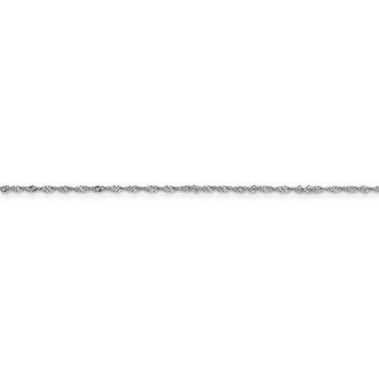 14k white gold 1.10mm singapore twisted bracelet anklet choker necklace pendant chain spring ring clasp