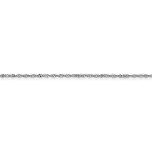 14K White Gold 1.10mm Singapore Twisted Bracelet Anklet Choker Necklace Pendant Chain Spring Ring Clasp