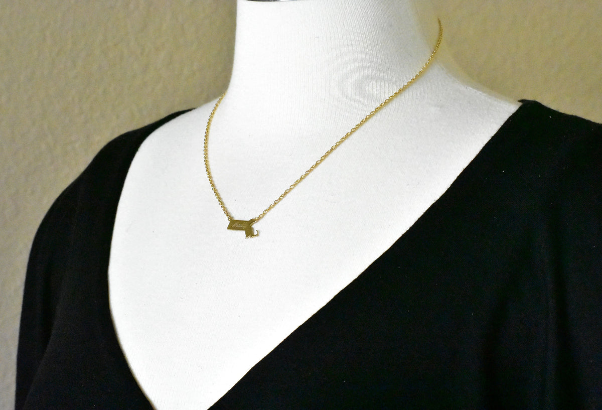 14k gold or sterling silver massachusetts ma state name necklace personalized monogram
