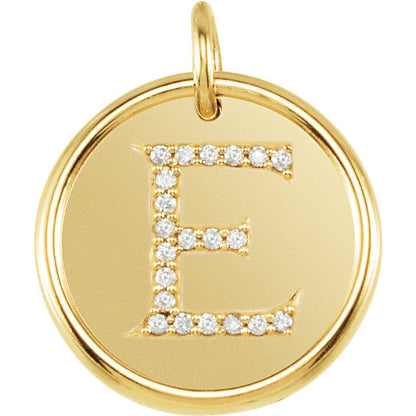 14k yellow rose gold white gold genuine diamond uppercase letter e initial alphabet pendant charm custom made engraved personalized