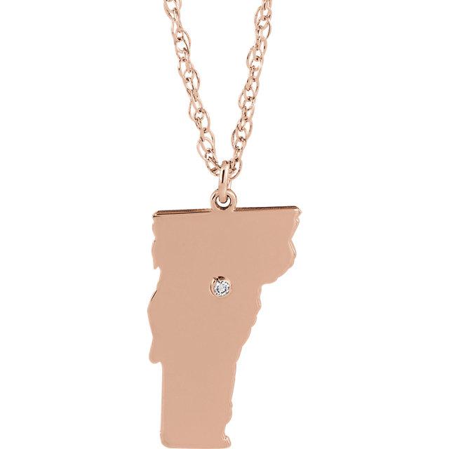 14k gold 10k gold silver vermont vt state map diamond personalized city necklace