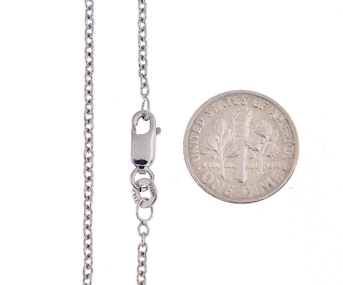 sterling silver rhodium plated 1.95mm cable necklace choker pendant chain
