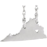 Load image into Gallery viewer, 14k Gold 10k Gold Silver Virginia VA State Map Necklace Personalized
