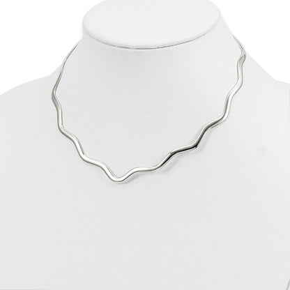 sterling silver 3mm wavy v shaped flexible neck collar necklace slip on