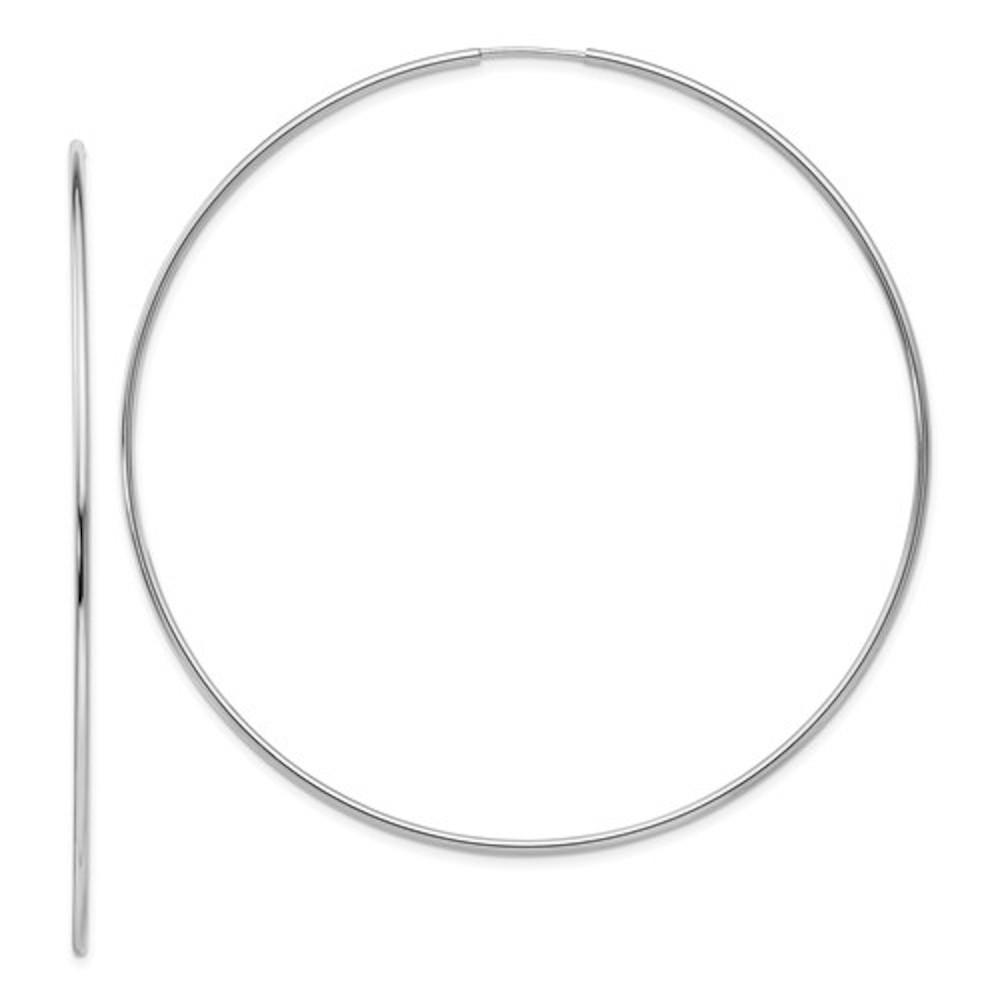 14k white gold extra large round endless hoop earrings 70mm x 1.20mm