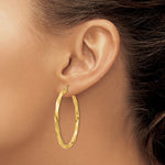 Indlæs billede til gallerivisning 14K Yellow Gold Twisted Modern Classic Round Hoop Earrings 45mm x 3mm
