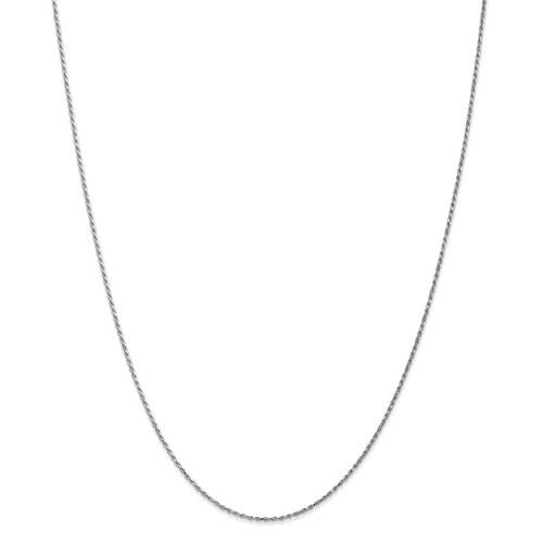 10k White Gold 1.20mm Polished Diamond Cut Rope Choker Necklace Pendant Chain