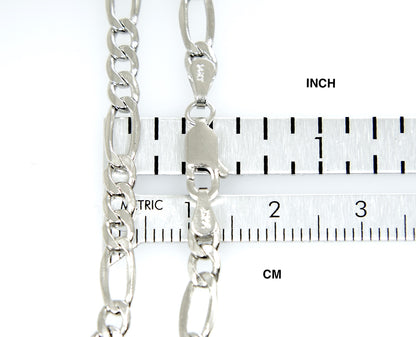 14k white gold 4.4mm lightweight figaro bracelet anklet choker necklace pendant chain