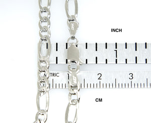 14K White Gold 4.4mm Lightweight Figaro Bracelet Anklet Choker Necklace Pendant Chain