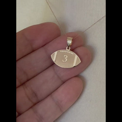 14k 10k Gold Sterling Silver Football Personalized Engraved Pendant
