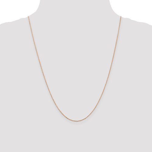 14k Rose Gold 0.80mm Diamond Cut Choker Necklace Pendant Chain