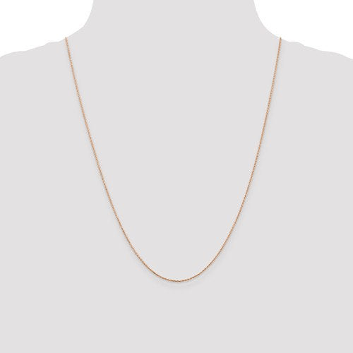 14k rose gold 0.80mm diamond cut choker necklace pendant chain