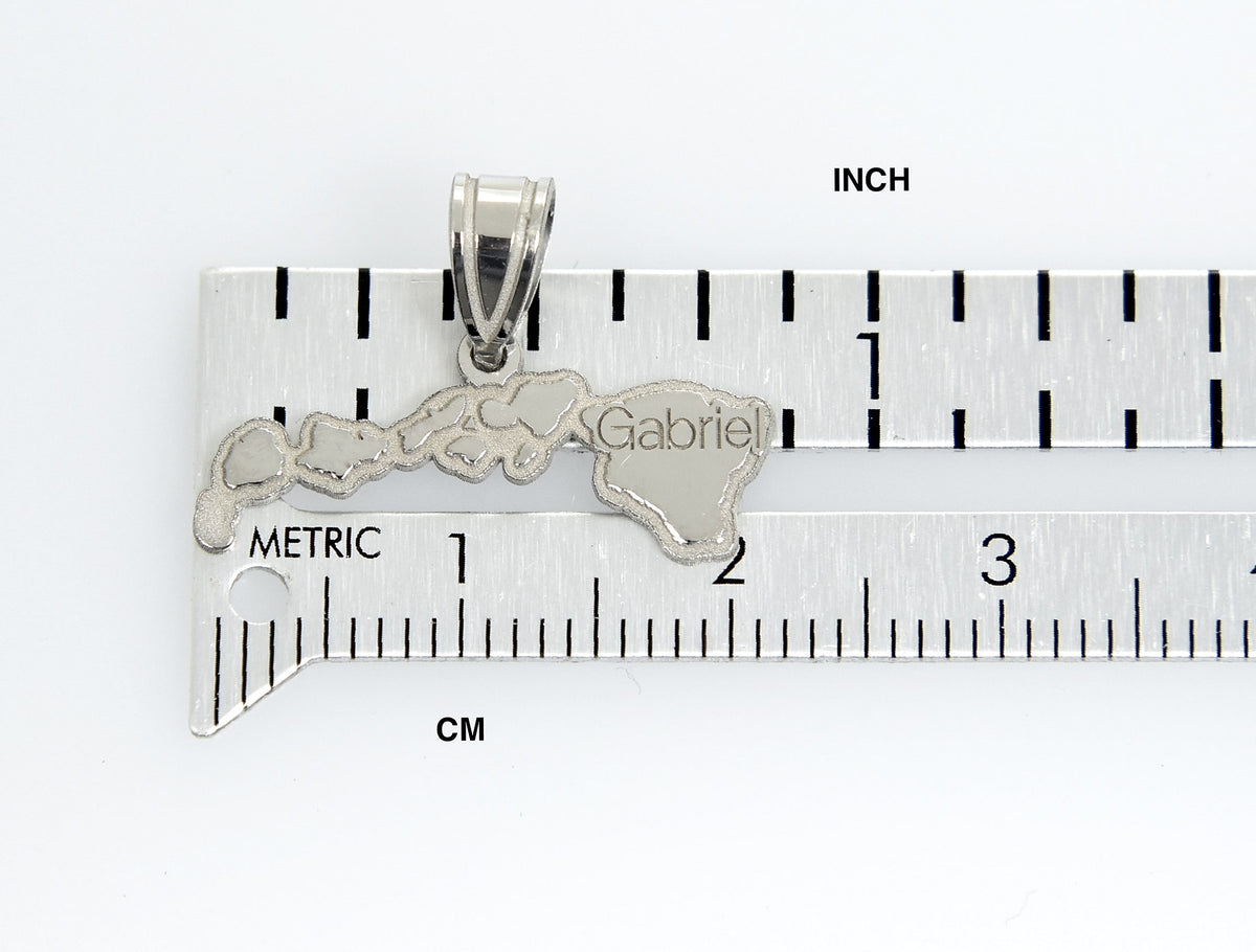 14k gold or sterling silver hawaii hi state map pendant charm personalized monogram
