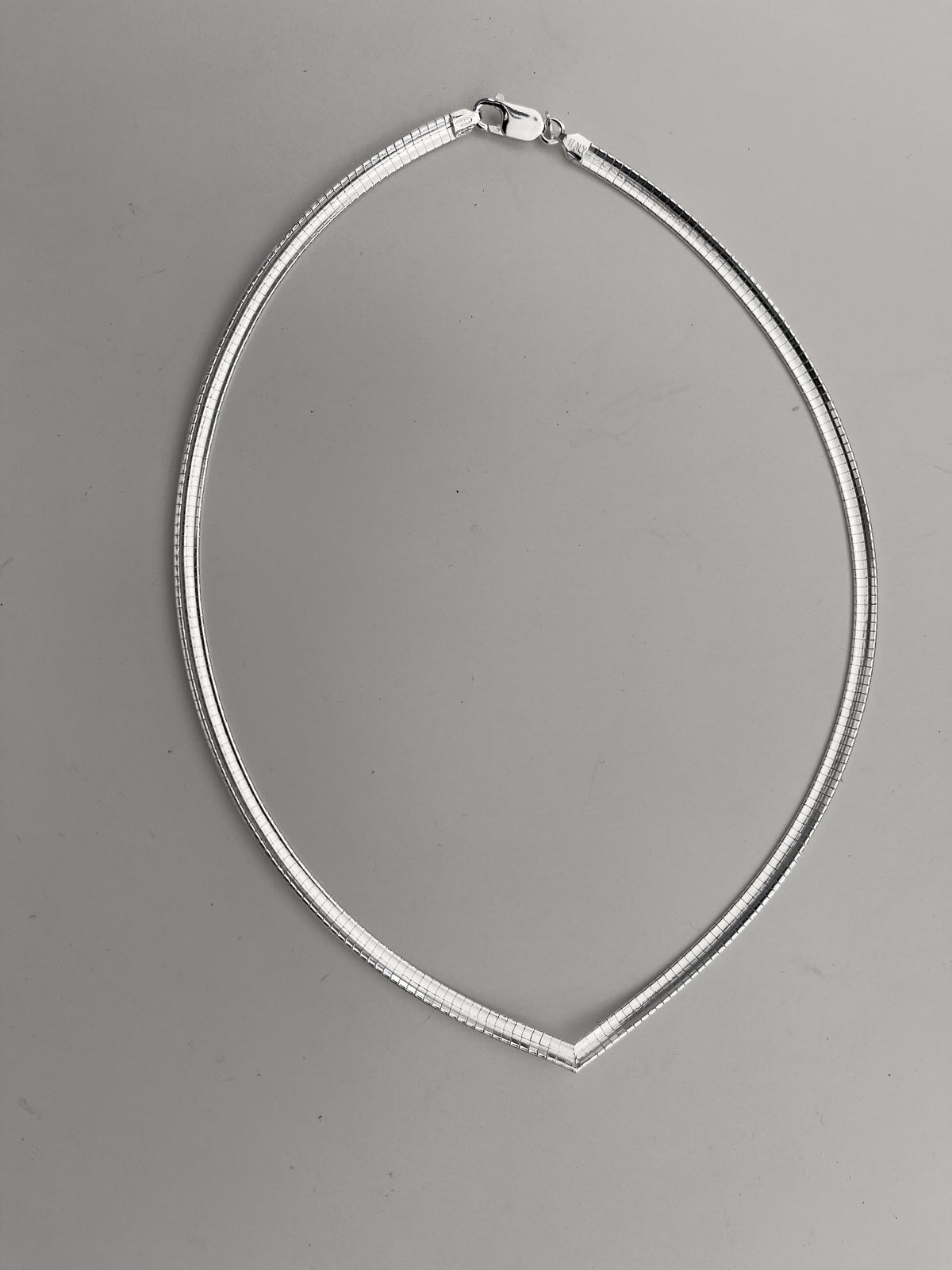 sterling silver 4mm omega cubetto v shaped necklace chain lobster clasp