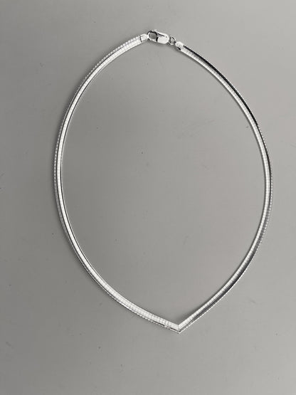 sterling silver 4mm omega cubetto v shaped necklace chain lobster clasp