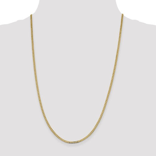 14K Yellow Gold 2.3mm Beveled Curb Link Bracelet Anklet Choker Necklace Pendant Chain