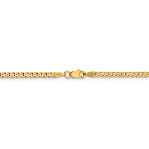 14k yellow gold 2.3mm beveled curb link bracelet anklet choker necklace pendant chain