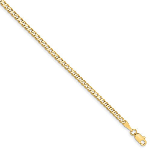 14k yellow gold 2.3mm beveled curb link bracelet anklet choker necklace pendant chain