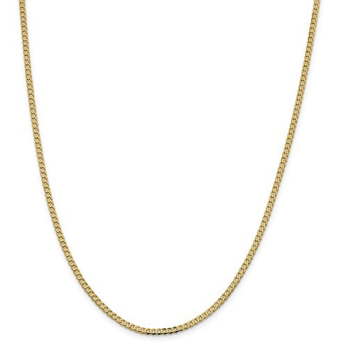 14k yellow gold 2.3mm beveled curb link bracelet anklet choker necklace pendant chain
