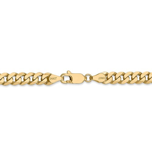 14k yellow gold 5.75mm beveled curb link bracelet anklet choker necklace pendant chain