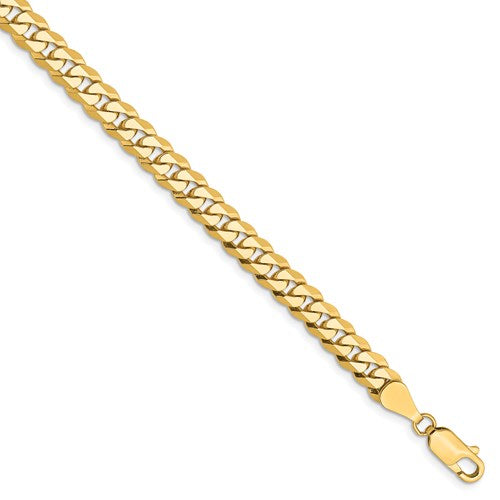 14k Yellow Gold 5.75mm Beveled Curb Link Bracelet Anklet Choker Necklace Pendant Chain