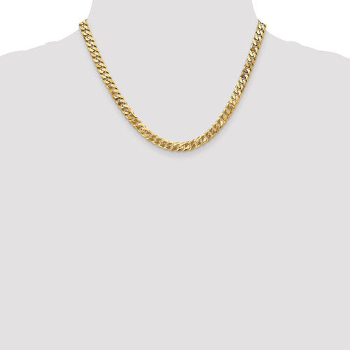 14k yellow gold 6.25mm beveled curb link bracelet anklet choker necklace pendant chain