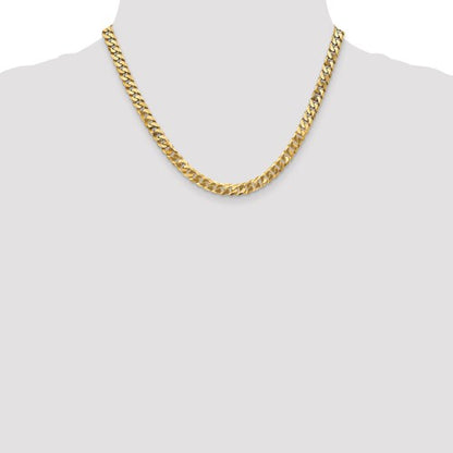 14k yellow gold 6.25mm beveled curb link bracelet anklet choker necklace pendant chain