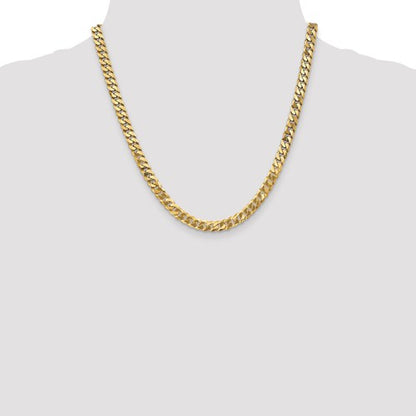 14k yellow gold 6.25mm beveled curb link bracelet anklet choker necklace pendant chain