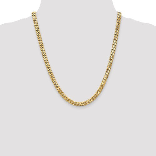 14k yellow gold 6.25mm beveled curb link bracelet anklet choker necklace pendant chain