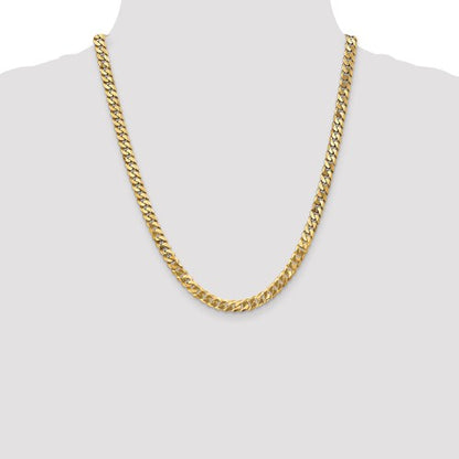 14k yellow gold 6.25mm beveled curb link bracelet anklet choker necklace pendant chain