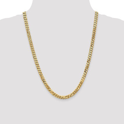 14k yellow gold 6.25mm beveled curb link bracelet anklet choker necklace pendant chain