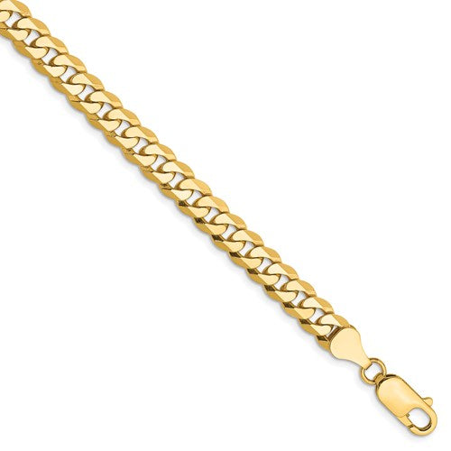 14k yellow gold 6.25mm beveled curb link bracelet anklet choker necklace pendant chain